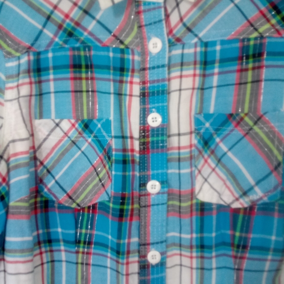Aeropostale Blue Plaid L/S Button Down Casual Shirt Top Med - Picture 2 of 5